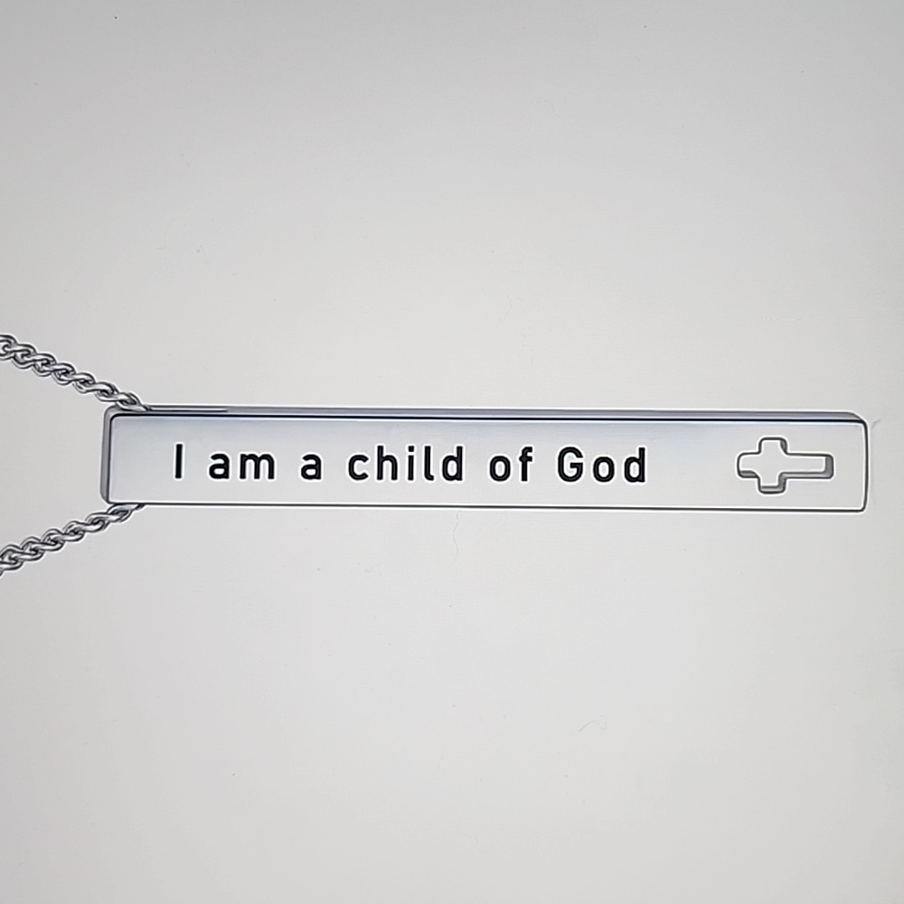 Stainless Inspirational Bible Verse Bar Nercklace.